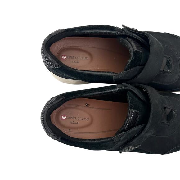 Clarks Unstructured Black Leather Un Adorn Lo Sneakers Sz 8 - Picture 2 of 6
